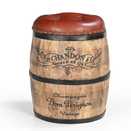 Moet Chandon Vintage Rustic Round Foot Stool Ottoman