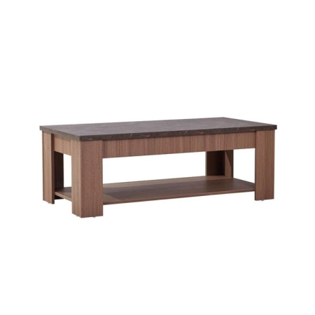 Design Square Open Shelf Rectangular Wooden Coffee Table - Grey & Walnut