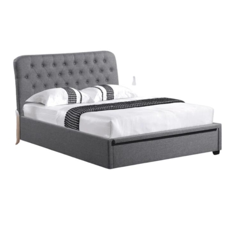 Our Home Norah Modern Fabric Gas Lift Tufted Bed Frame Double Size - Dark Grey