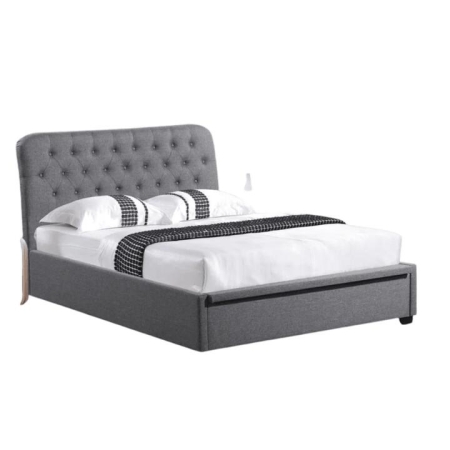 Our Home Norah Modern Fabric Gas Lift Tufted Bed Frame Queen Size - Dark Grey