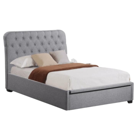 Our Home Norah Modern Fabric Gas Lift Tufted Bed Frame King Single Size - Light Grey