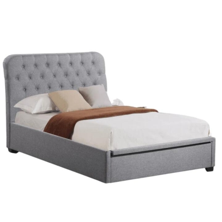 Our Home Norah Modern Fabric Gas Lift Tufted Bed Frame Double Size - Light Grey