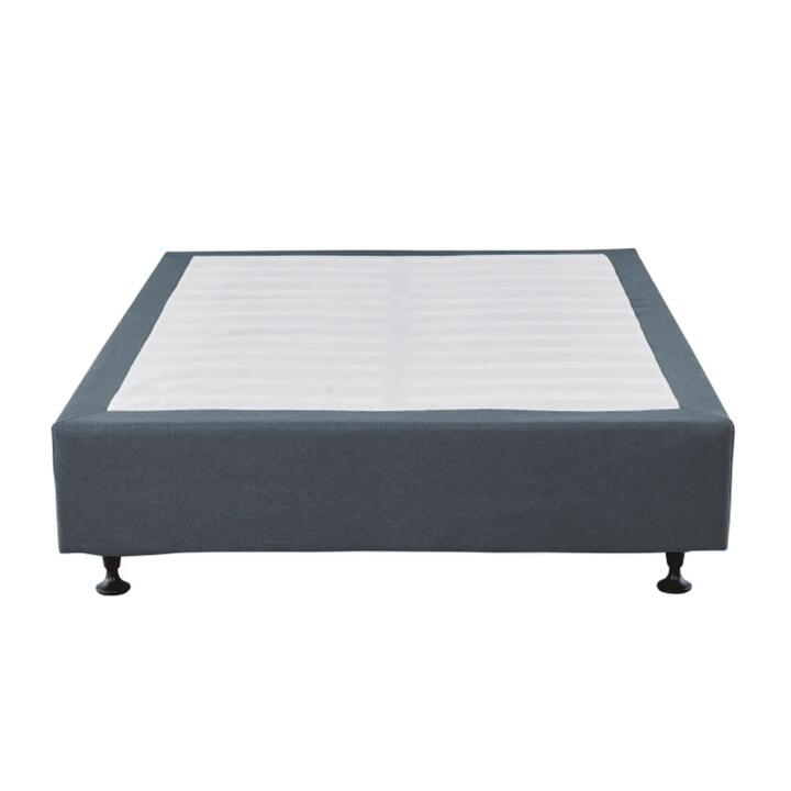Design Square Modern Fabric Bed Frame Platform Base Double Size - Dark Grey