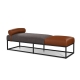 Design Square Modern Industrial PU Leather Ottoman Relaxing Bench - Maroon & Grey