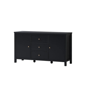Design Square Nick Sideboard Buffet Unit W/ 2-Doors 3-Drawers Storage Cabinet - Black