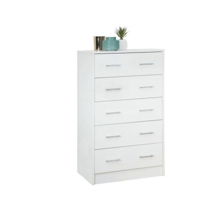 Design Square Marcus Modern Wooden Chest 5-Drawers Tallboy Storage Cabinet - White