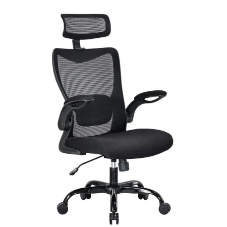 Maestro Furniture MONA Mesh Ergonomic High Back Flipped Armrest Task Computer Office Chair - Black