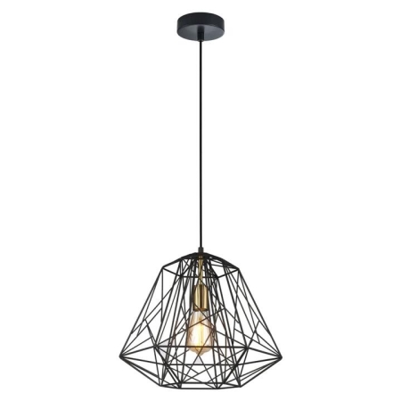 MARTE Pendant Lamp Light Interior ES 72W Black Iron Cage with Antique Brass OD395 x H350