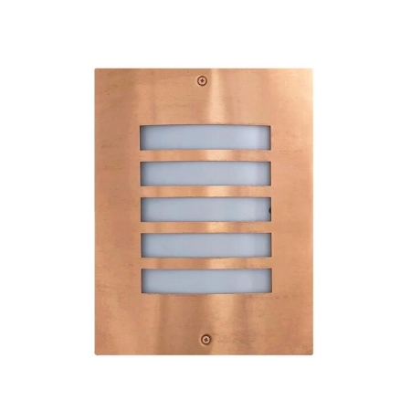 NED Wall Light Surface Mounted ES Rectangular Copper IP54 Grilled Mask Opal Diffuser