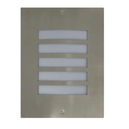 NED Wall Light Surface Mounted ES Rectangular Stainless Steel 316 IP54 Grilled Mask Opal Diffuser