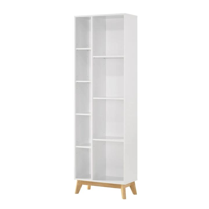Design Square Minere Wooden Bookcase Display Shelf Cabinet Mixed Shelfs - White/Oak