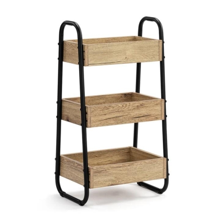 Design Square Nico 3-Tier Bathroom Caddy Organiser Storage Rack - Oak/Black