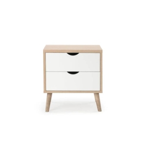 Nyhavn Collection Chest of 2 Drawer Bedside Nightstand Side Table - White/Oak - White