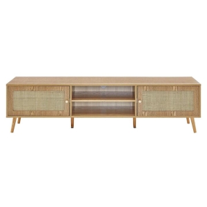 Morocco Rattan Lowline Entertainment Unit TV Stand Storage Cabinet 180cm - Natural