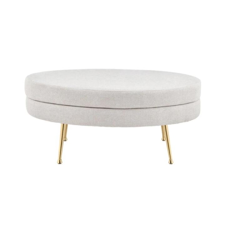 Oscar Luxurious Plush Linen Fabric Ottoman Bench Foot Stool Large - Beige - Large / Natural