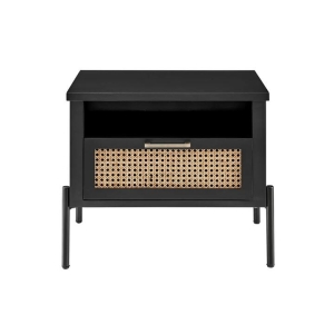 Mia Bedside Nightstand Side Table - Black - Black