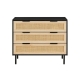 Marrakesh Chest of 3-Drawers Lowboy Storage Cabinet - Black/Rattan