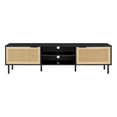 Marrakesh Lowline Entertainment Unit TV Stand Storage Cabinet 180cm - Black/Natural