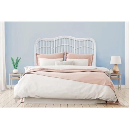 Moria Rattan Eco Friendly Bed Head Headboard King Size  - White - King