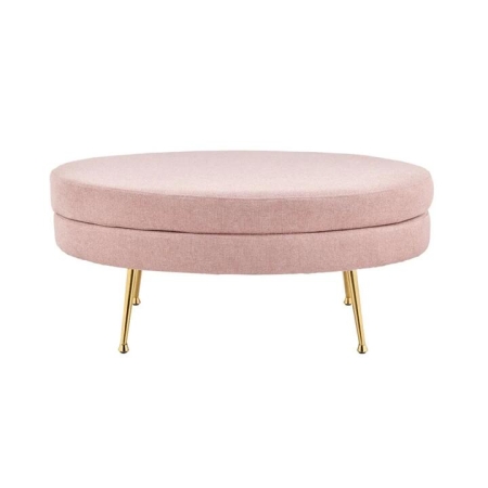 Oscar Luxurious Plush Linen Fabric Ottoman Bench Foot Stool Large - Blush - Large / Blush