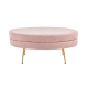 Oscar Luxurious Plush Linen Fabric Ottoman Bench Foot Stool Large - Blush - Large / Blush