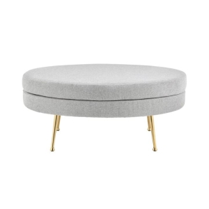 Oscar Luxurious Plush Linen Fabric Ottoman Bench Foot Stool Large - Light Grey - Large / Light Grey
