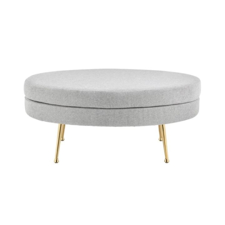 Oscar Luxurious Plush Linen Fabric Ottoman Bench Foot Stool Large - Light Grey - Large / Light Grey