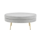 Oscar Luxurious Plush Linen Fabric Ottoman Bench Foot Stool Large - Light Grey - Large / Light Grey