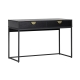 HomeStar Opus Home Office Working Computer Desk 120cm W/ 2- Gold Handle Drawers - Black