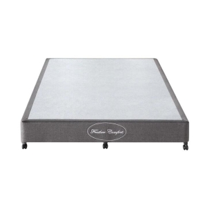 Mattress Base Ensemble Queen Size Solid Wooden Slat in Chaorcoal with Removable Cover