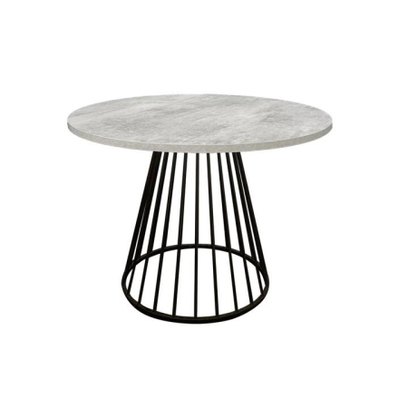HomeStar Matilda Round Kitchen Dining Table 110cm W/ Powdercoated Legs - Faux Cement/Black