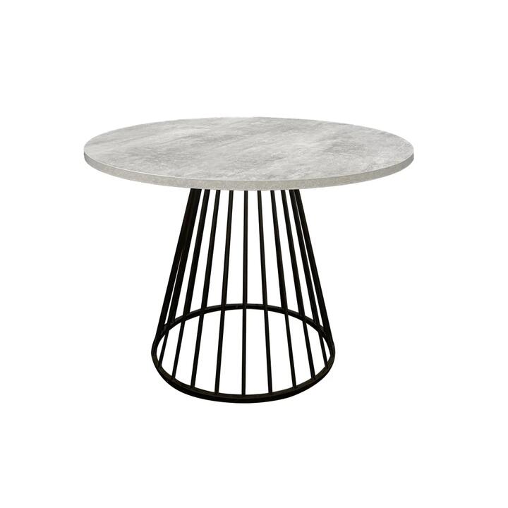 HomeStar Matilda Round Kitchen Dining Table 110cm W/ Powdercoated Legs - Faux Cement/Black