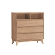Design Square Minere Wooden Chest Of 3-Drawers Tallboy Storace Cabinet W/ 2-Shelf - Oak