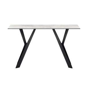 Raimon Furniture Miriam Rectangular Ceramic Hall Console Hallway Table Metal Frame - Cloudy