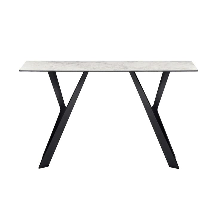 Raimon Furniture Miriam Rectangular Ceramic Hall Console Hallway Table Metal Frame - Cloudy