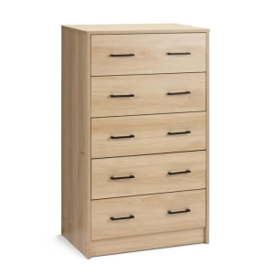 Design Square Marcus Wooden Wooden Chest Of 5-Drawers Tallboy Storage Cabinet Oak