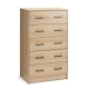 Design Square Marcus Wooden Wooden Chest Of 5-Drawers Tallboy Storage Cabinet Oak