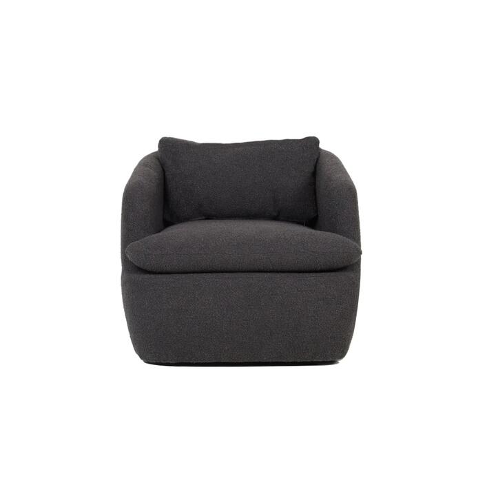 Raimon Furniture Nevaeh Textured Fabric Swivel Occasional Armchair Accent Lounge Chair Dark Grey