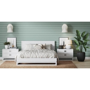 Monterey Hamptons Style Bed Frame White Wash Queen - Queen