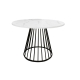 HomeStar Matilda Round Faux Marble Kitchen Dining Table 110cm Metal Legs White/Black