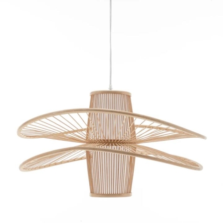 New Oriental Natural Hand-Woven Bamboo 2-Layer Double Wide Brim Hanging Pendant Lamp Light
