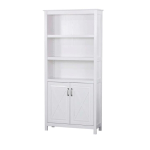 Maestro Furniture Nazma 5-Tier 2-Door Display Shelves Bookcase Storage Cabinet White