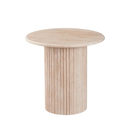 Raimon Furniture Orazio Faux Marble Wooden Frame Round End Lamp Side Table Travertine