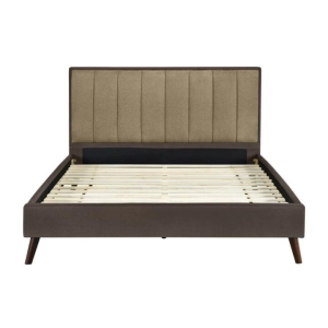 Design Square Oshi Standard Soft Fabric Bed Frame Double Size Density Foam Brown