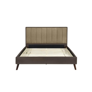 Design Square Oshi Standard Soft Fabric Bed Frame Queen Size Density Foam Brown