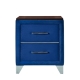 Design Square Modern Elegant Velvet Fabric 2-Drawers NightStand Bedside Table Navy Blue