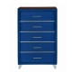 Design Square Modern Velvet Chest Of 5-Drawers Tallboy Storage Cabinet Navy Blue