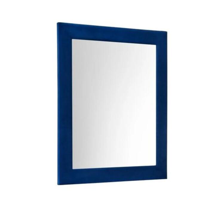 Design Square Modern Elegant Velvet Fabric Dresser Mirror Navy Blue