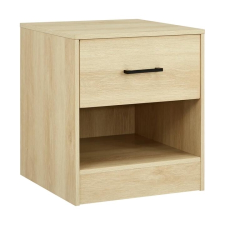 Design Square Marcus Wooden Nightstand Bedside Table W/ 1-Drawer Oak