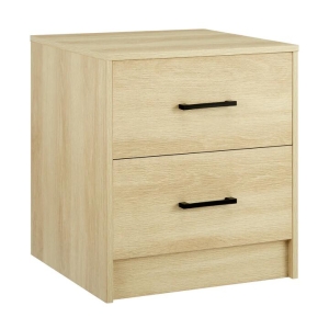Design Square Marcus Wooden Nightstand Bedside Table W/ 2-Drawer Oak